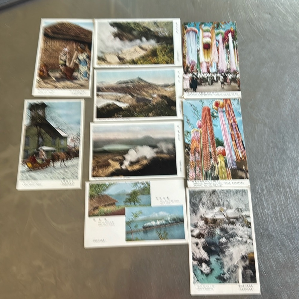 Vintage lot of eight postcards from Japan